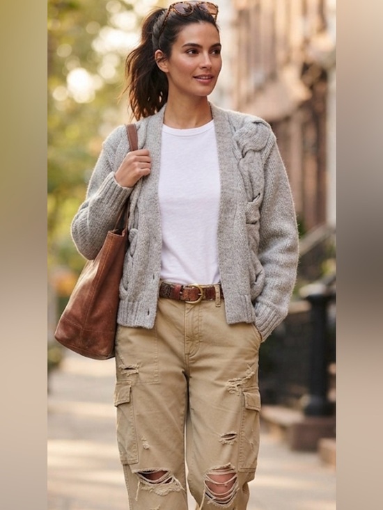 Hudson's Bay Company Sweaters - White Space by Hudson’s Bay Co. Woven Cable Knit Cardigan